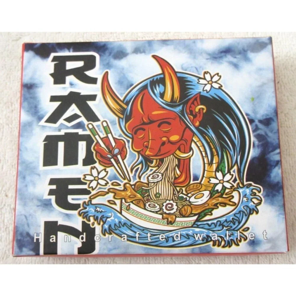 Anime Ramen Noodle Bowl Feast Handcrafted Bi-Fold Vegan Leather Wallet Gift Box